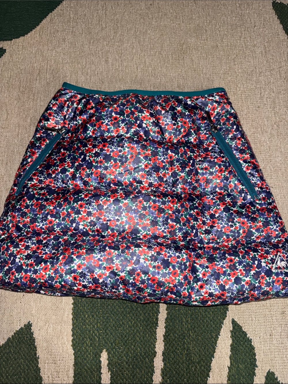 Le Coq Sportif Red & Navy Floral Puffer Mini Skirt